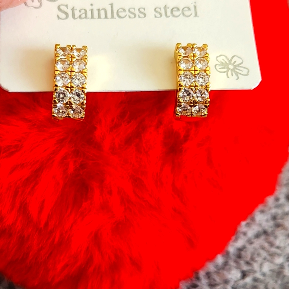 zircon stone clip earrings